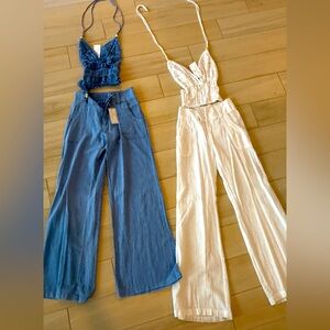Lot of two BRAND NEW Blanco by Nature Halter top and pants set